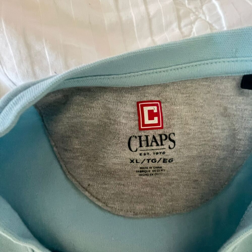 CHAPS Men's Short Sleeves Light Blue Tee Mint Tshirt Size XL/TG/EG - Picture 6 of 9